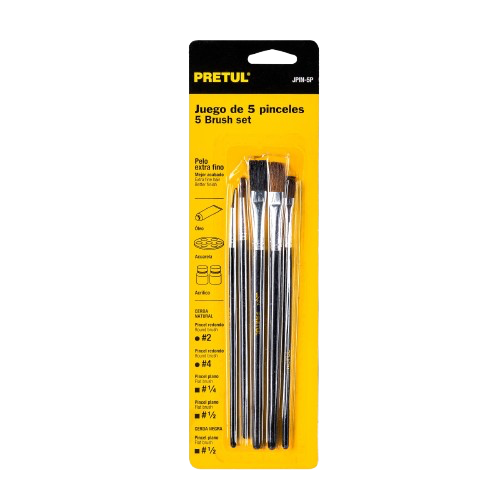 Juego de pinceles en blíster con 5 piezas, PRETUL