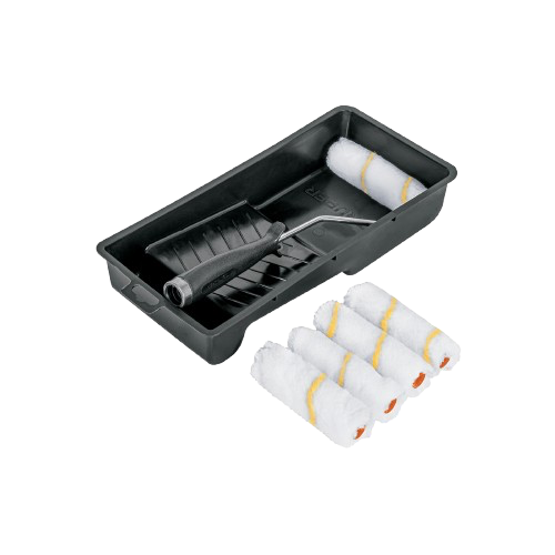 Kit de rodillo para pintar, 4" (maneral, charola y 5 felpas), TRUPER